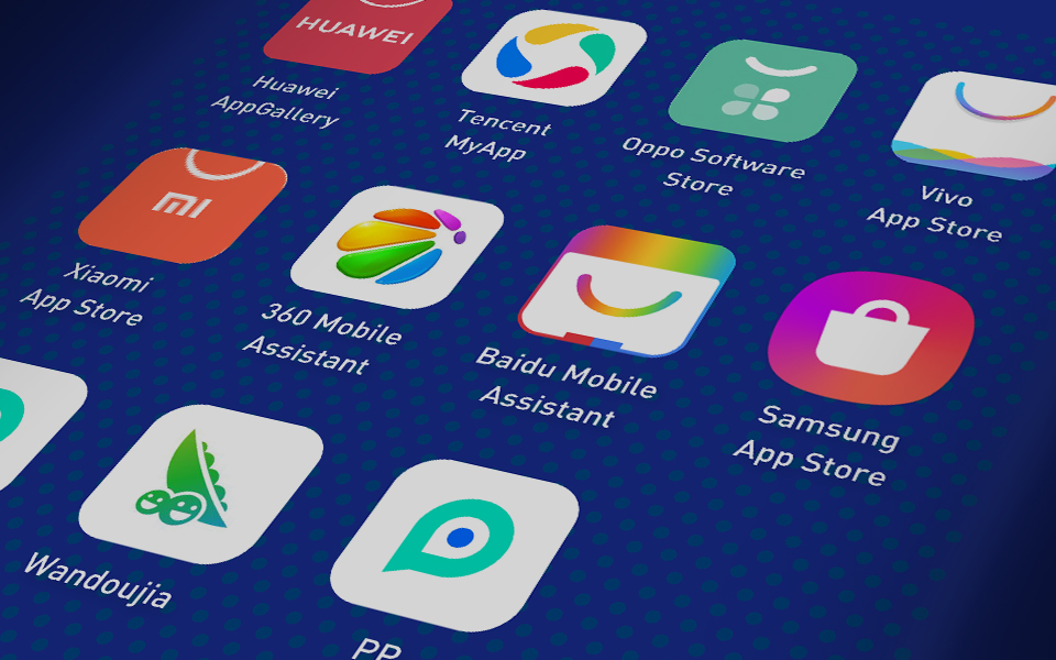 Apple App Store, Google Play Store, Huawei AppGallery